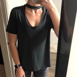 Grey choker cut-out tee